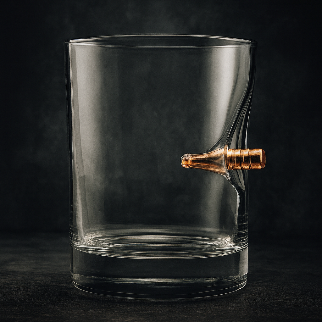 Whiskey Glass with Real Bullet