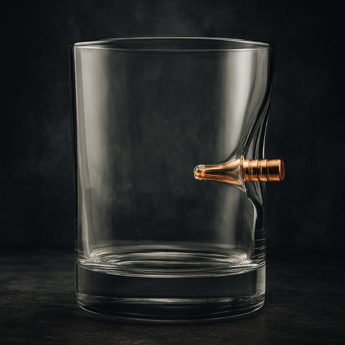 Whiskey Glass with Real Bullet