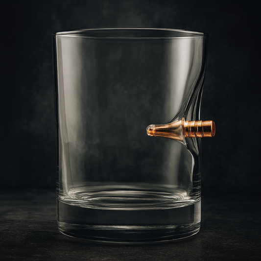 Whiskey Glass with Real Bullet